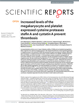 Increased Levels of the Megakaryocyte and Platelet Expressed Cysteine