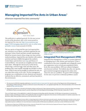 Managing Imported Fire Ants in Urban Areas1 Extension Imported Fire Ants Community2