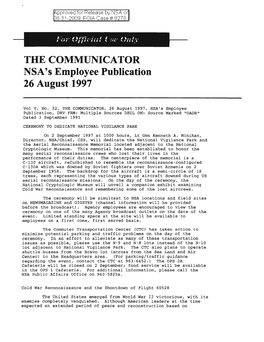 THE COMMUNICATOR NSA's Employee Publication 26 August 1997