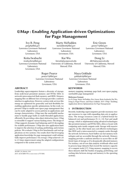 Umap : Enabling Application-Driven Optimizations for Page Management Ivy B