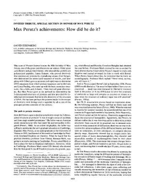 Max Perutz's Achievements: How Did He Do