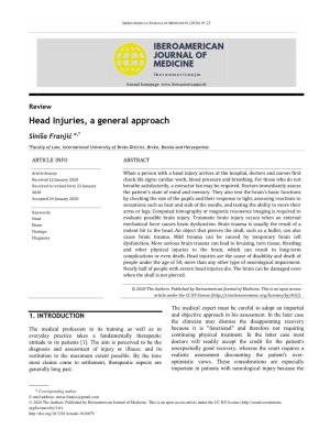 Head Injuries, a General Approach