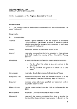 The Constitution of the Anglican Consultative Council