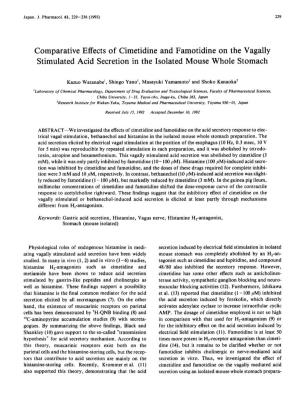 Comparative Effects of Cimetidine and Famotidine on the Vagally Stimulated Acid Secretion in the Isolated Mouse Whole Stomach