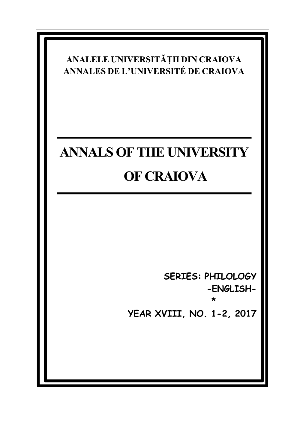 Annals of the University of Craiova, Series