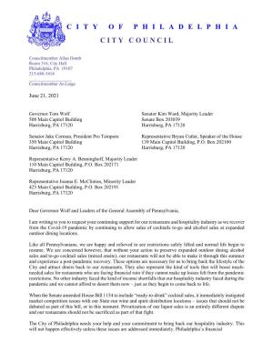 Letter to Governor and State Leadership 06 22-21