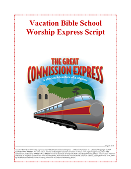 Vacation Bible School Worship Express Script