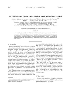 The Tropical Rainfall Potential (Trap) Technique. Part I: Description and Examples Ϩ STANLEY Q