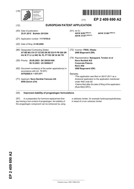 Improved Stability of Progestogen Formulations