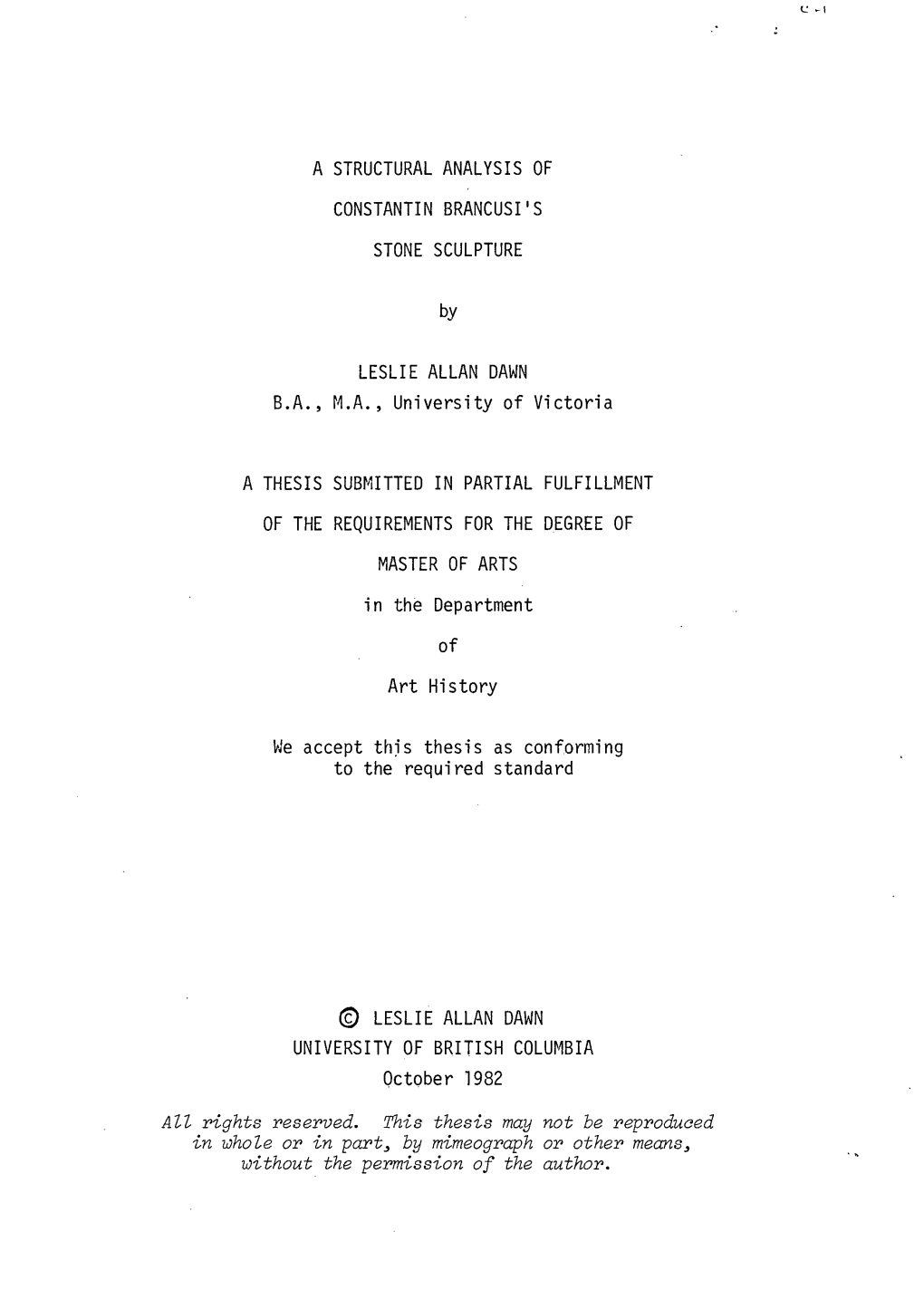 A Structural Analysis of Constantin Brancusi's