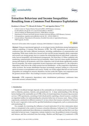 Extraction Behaviour and Income Inequalities Resulting from a Common Pool Resource Exploitation