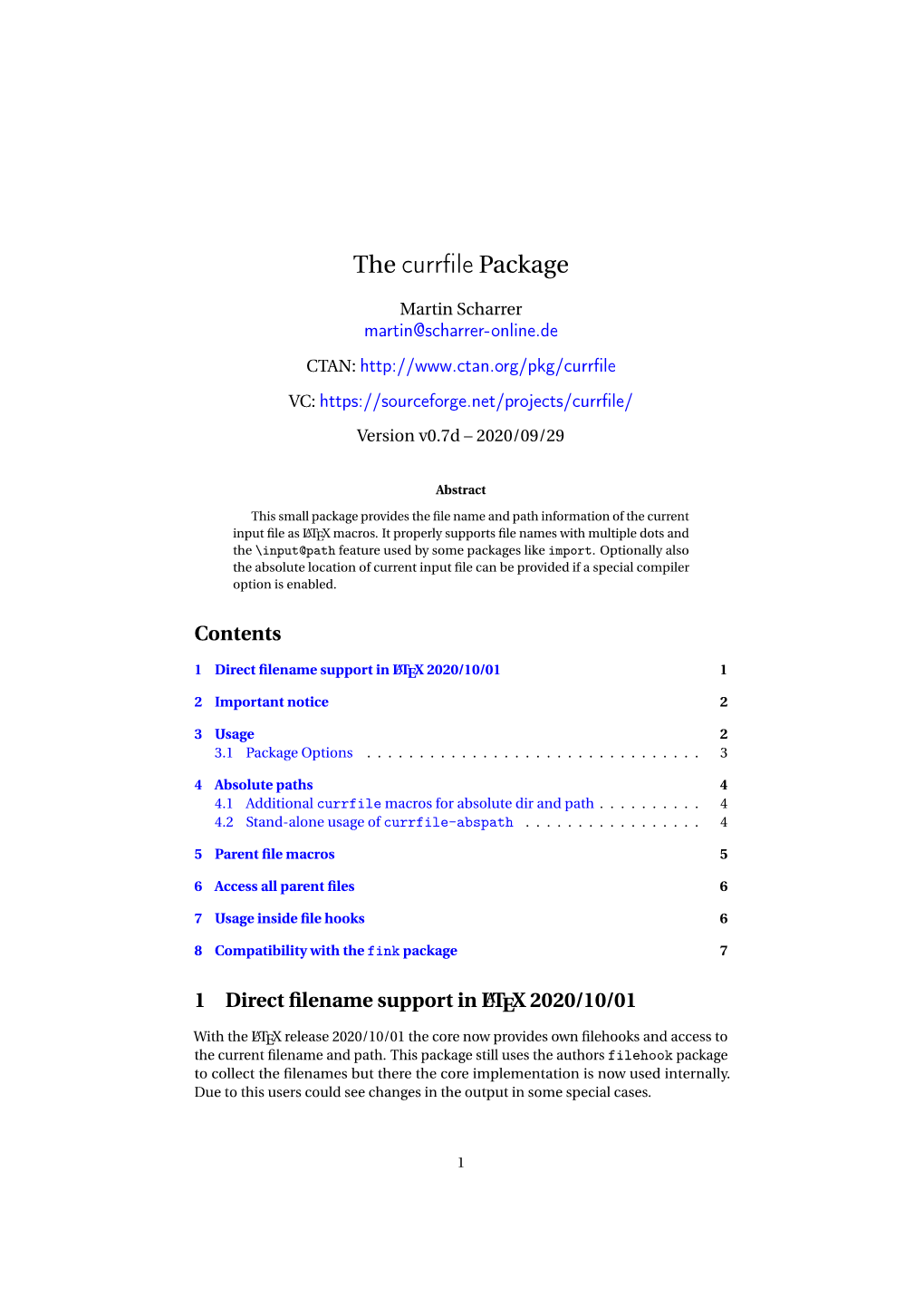 The Currfile Package