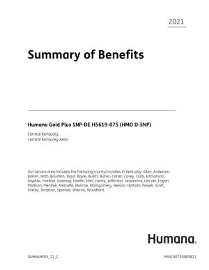 Your 2021 Summary of Benefits- Humana Gold Plus SNP-DE H5619