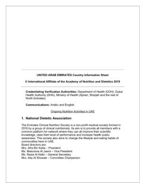 UNITED ARAB EMIRATES Country Information Sheet
