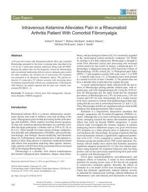 Intravenous Ketamine Alleviates Pain in a Rheumatoid Arthritis Patient with Comorbid Fibromyalgia