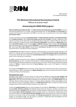 The Montreal International Documentary Festival “Where All Stories Meet”