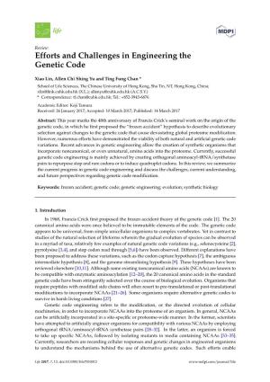 Efforts and Challenges in Engineering the Genetic Code