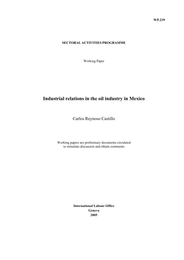 Industrial Relations in the Oil Industry in Mexico
