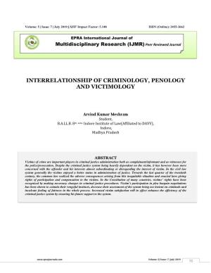 Interrelationship of Criminology, Penology and Victimology