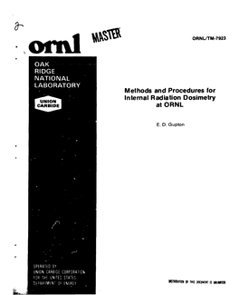 Methods and Procedures for Internal Radiation Dosimetry at ORNL