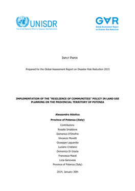 Policy in Land Use Planning on the Provincial Territory of Potenza