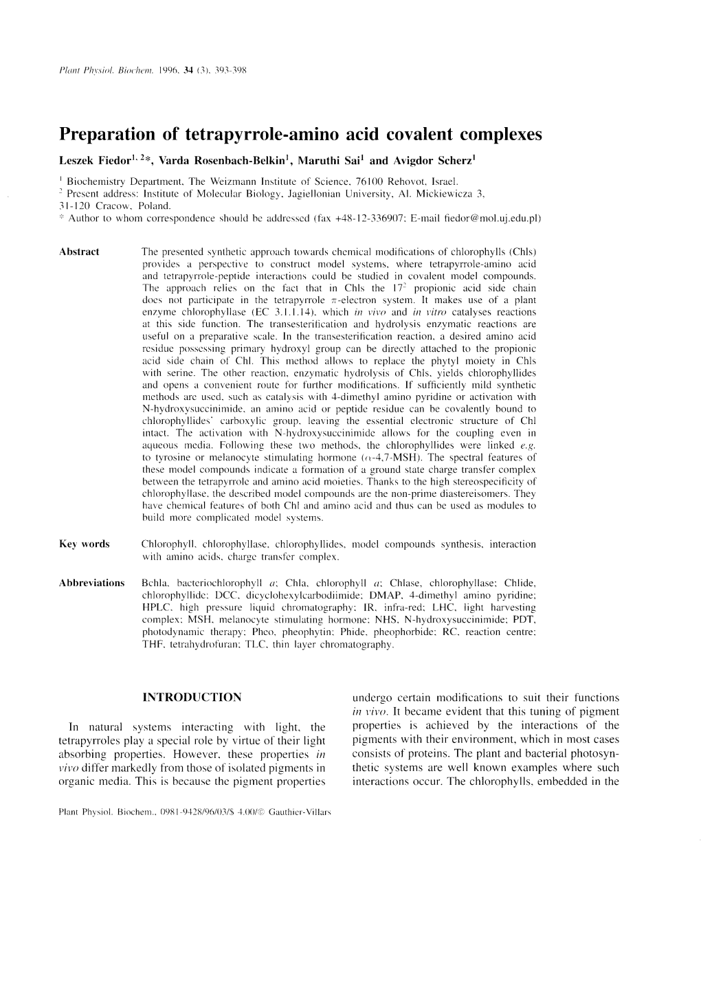 Preparation of Tetrapyrrole-Amino Acid Covalent Complexes