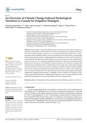 An Overview of Climate Change Induced Hydrological Variations in Canada for Irrigation Strategies