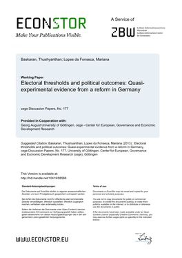 December 2013 Electoral Thresholds and Political Outcomes