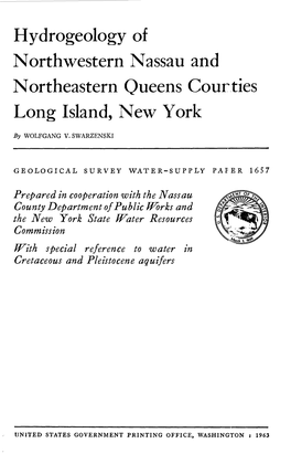 Hydrogeology of Northwestern Nassau and Northeastern Queens Gourdes Long Island, New York