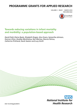 Towards Reducing Variations in Infant Mortality and Morbidity: a Population-Based Approach