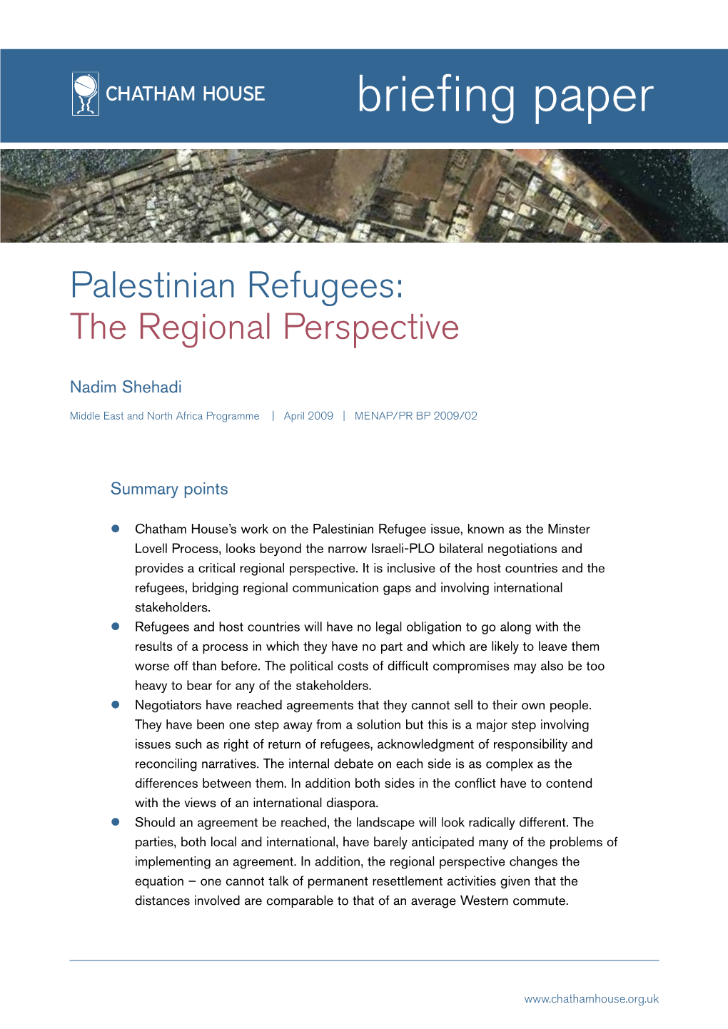 Palestinian Refugees: the Regional Perspective 2 E G a P