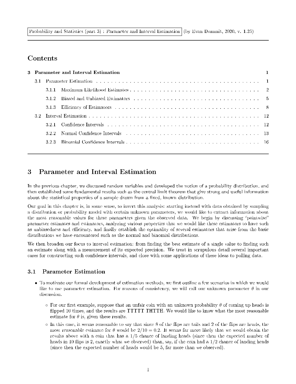 Contents 3 Parameter and Interval Estimation