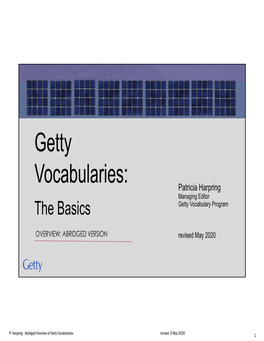 Abridged Overview of the Getty Vocabularies