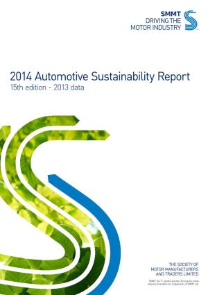 2014 Automotive Sustainability Report 15Th Edition - 2013 Data