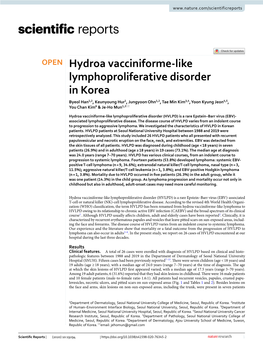 Hydroa Vacciniforme-Like Lymphoproliferative Disorder in Korea