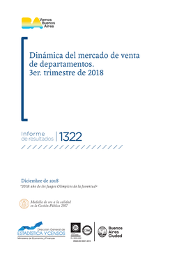 Dinámica Del Mercado De Venta De Departamentos. 3Er. Trimestre De 2018