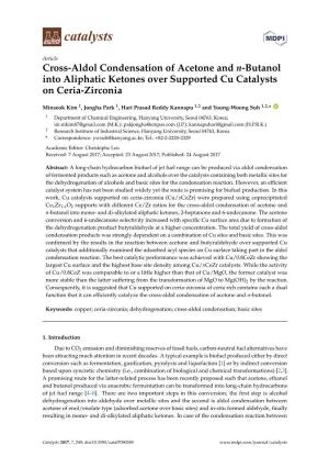 Cross-Aldol Condensation of Acetone and N-Butanol Into Aliphatic Ketones Over Supported Cu Catalysts on Ceria-Zirconia