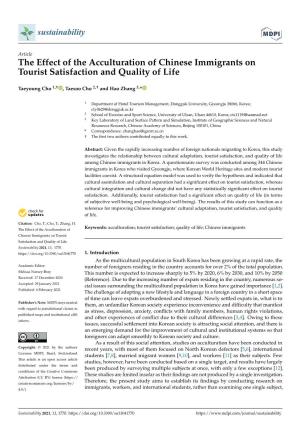 The Effect of the Acculturation of Chinese Immigrants on Tourist Satisfaction and Quality of Life