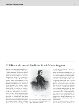 SLUB Erwirbt Unveröffentlichte Briefe Minna Wagners