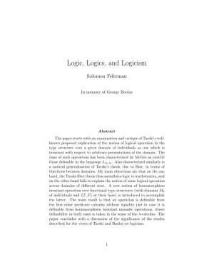 Logic, Logics, and Logicism