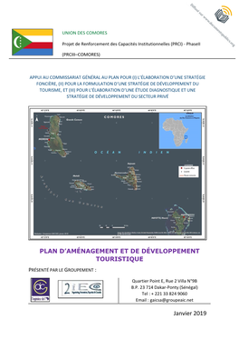 Janvier 2019 PROJET DE RENCORCEMENT DES CAPACITES INSTITUTIONNELLES (PRCI II) - COMORES Plan D’Aménagement Et De Développement Touristique ______