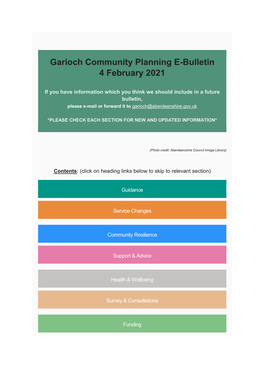 Garioch Community Planning E-Bulletin 4 February 2021