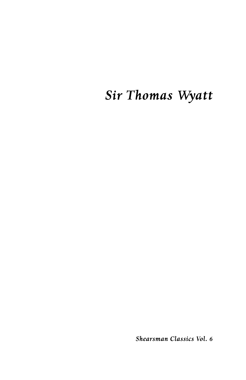 Sir Thomas Wyatt