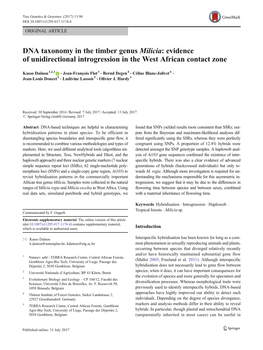 DNA Taxonomy in the Timber Genus Milicia:Evidence of Unidirectional Introgression in the West African Contact Zone