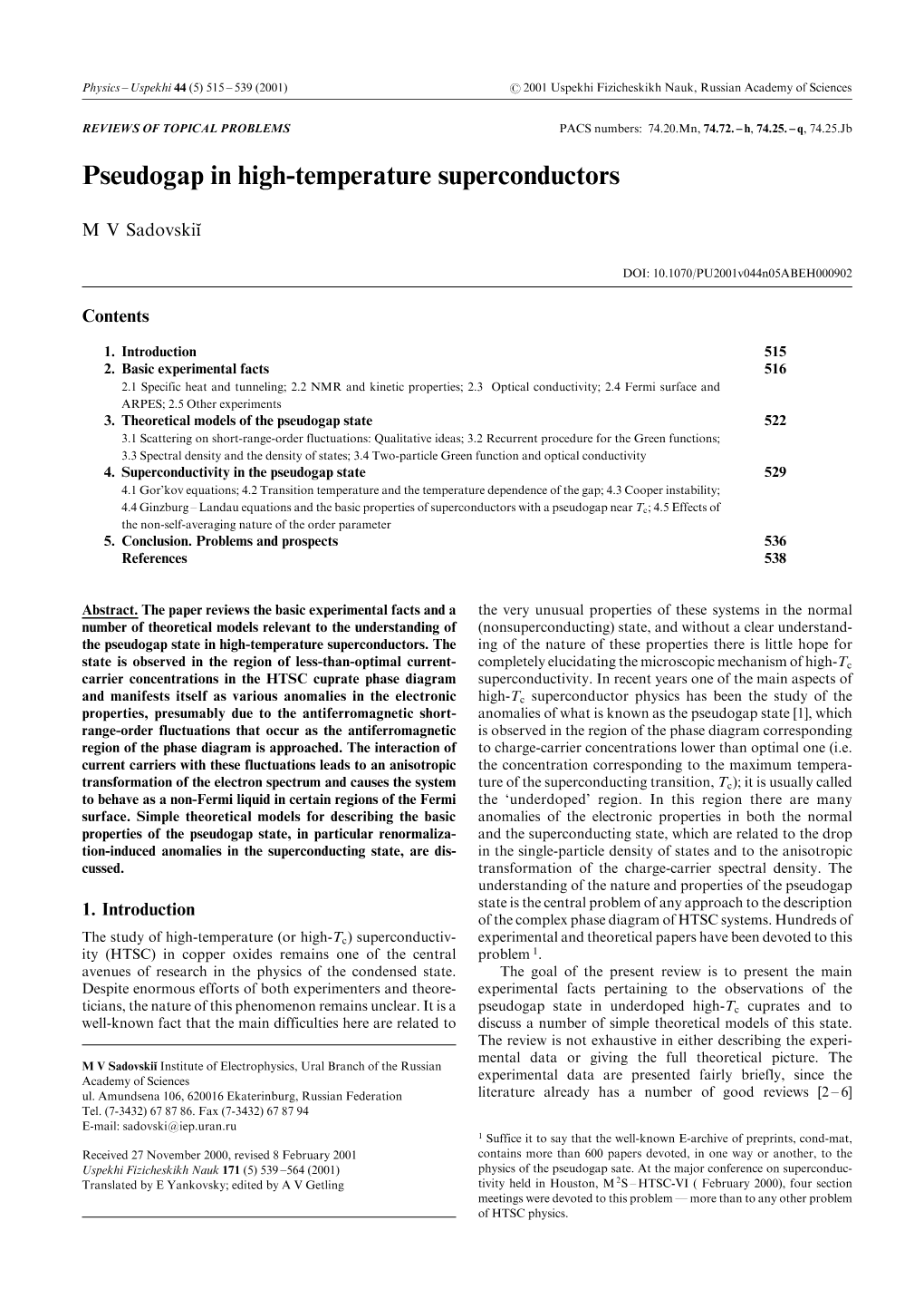 Pseudogap in High-Temperature Superconductors