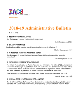 2018-19 Administrative Bulletin