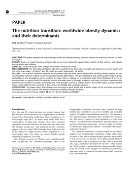 Worldwide Obesity Dynamics and Their Determinants