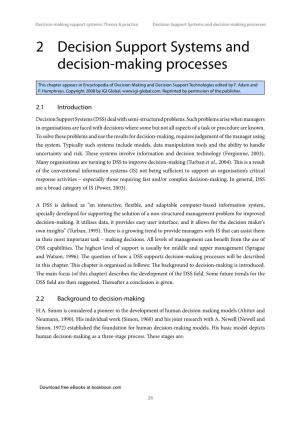 2 Decision Support Systems and Decision-Making Processes