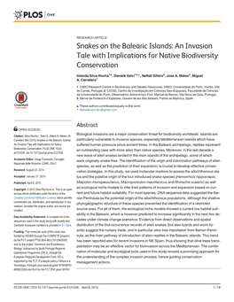 Snakes on the Balearic Islands: an Invasion Tale with Implications for Native Biodiversity Conservation