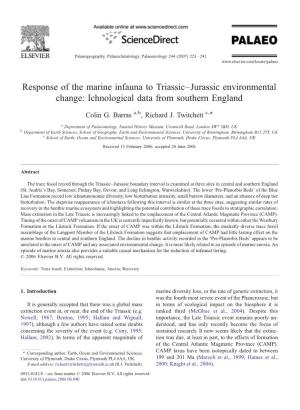 Response of the Marine Infauna to Triassic–Jurassic Environmental Change: Ichnological Data from Southern England ⁎ Colin G